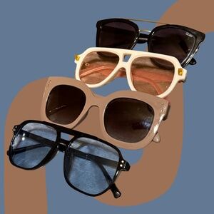 Sunglasses Bundle – QUAY + Trendy Oversized Frames (4 Pack)